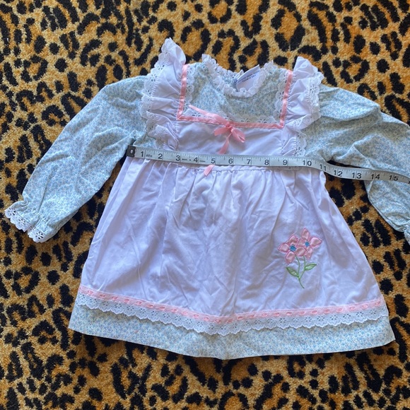 Vintage Nanas Pet floral print embroidered long sleeve tie long sleeve dress - Picture 10 of 11